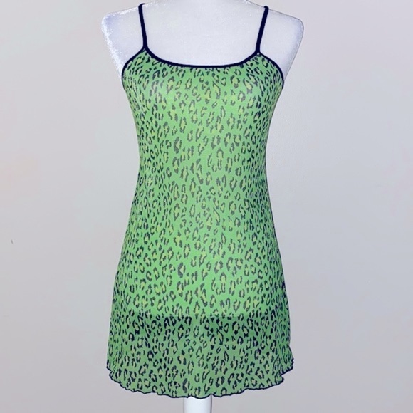 90’s vintage Victoria’s Secret rare lime green micro mesh sheer leopard print - Picture 1 of 6